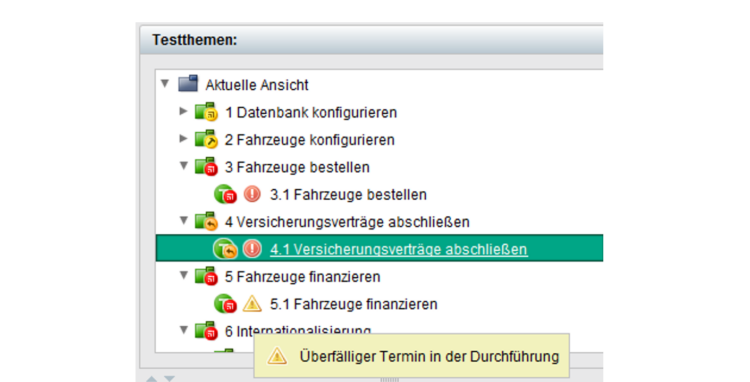 Gefundene Probleme werden per Icon und Tooltip visualisiert